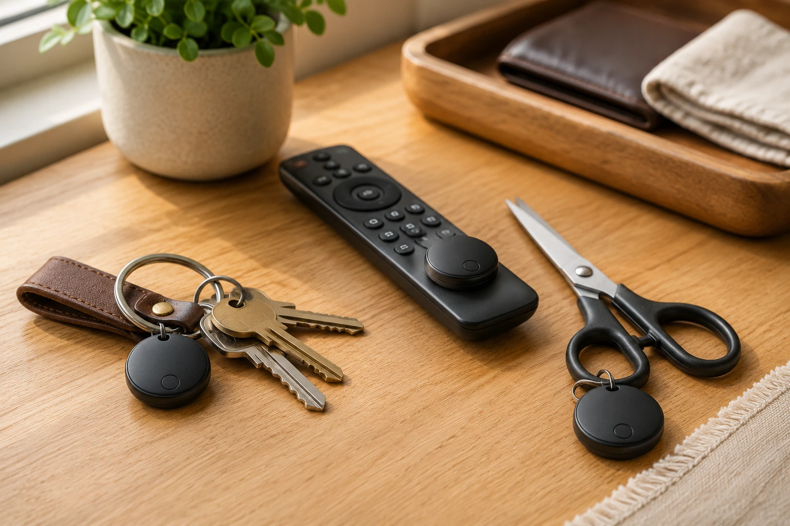 Keys on a hook - attaching a Bluetooth tracker to frequently misplaced items eliminates daily search time