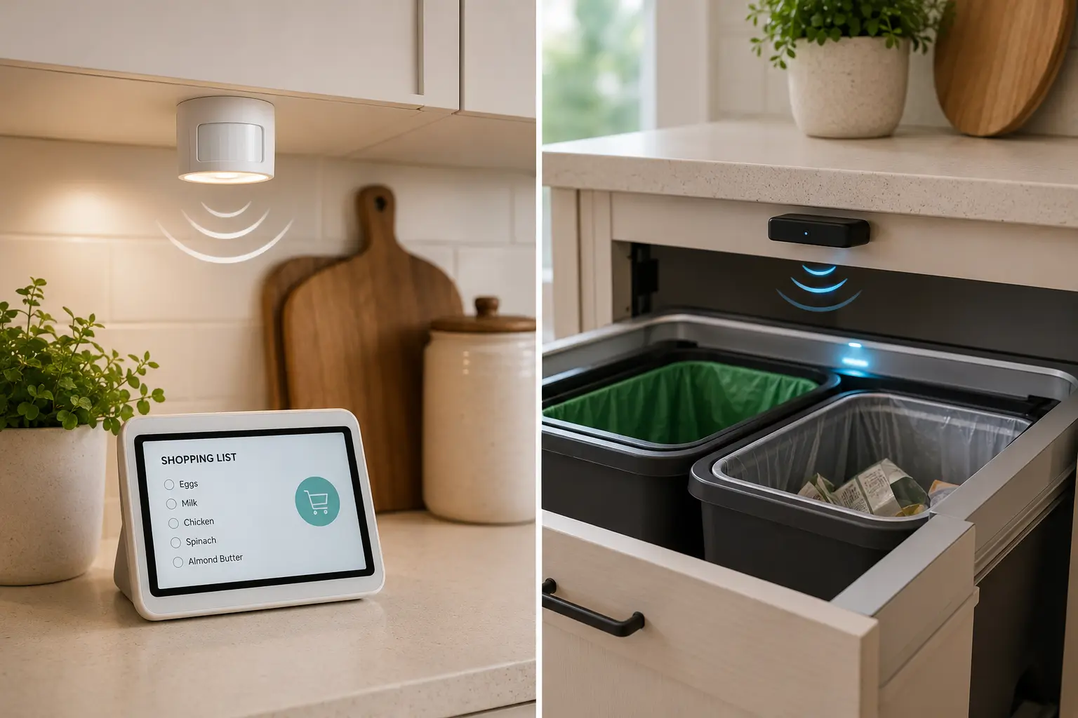 Modern kitchen sink with touchless soap dispenser — one of the easiest kitchen automation upgrades
